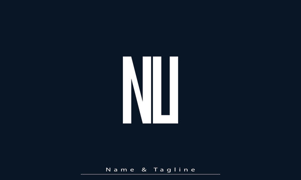 Alphabet letters Initials Monogram logo NU , UN