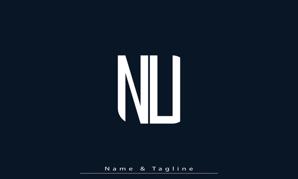 Alphabet letters Initials Monogram logo NU , UN