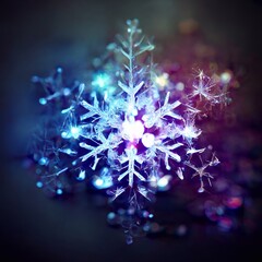 Wall Mural - A computer generated organic style snowflake shape glowing against a grunge dirty texture background illustration. A.I. generated art.