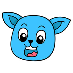 Wall Mural - Vector illustration of a blue animal cartoon character with big ears and a happy face