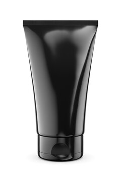 Black cosmetic tube mockup, 150 ml 5.0 fl. oz. . 3D rendering.