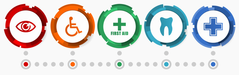 Fototapete - Hospital vector icon set, medical concept flat design buttons, infographic template