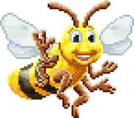 Sticker - Honey Bee 8 Bit Pixel Game Art Cartoon Character