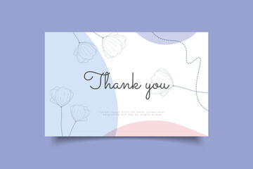 Wall Mural - thank you card tempalte with minimalist hand drawn background
