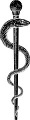 Sticker - Rod of Asclepius Vintage Medical Snake Symbol