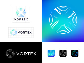 Wall Mural - Vortex logo. Symbol like propeller with wind. Dynamic icon. Identity, corporate style.