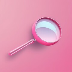 Poster - 3D minimal search bar or magnifying glass in blank search bar on pink background. Search bar design element on web browser. 3d 2d illustrated magnifier render for UI illustration in pastel background