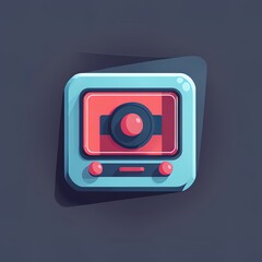 Poster - minimal flat style video player icon isolated. 3d rendering