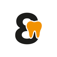 Wall Mural - Letter 8 Dental Logo Concept With Teeth Symbol Vector Template