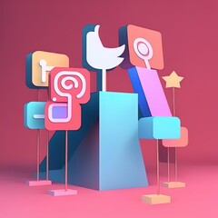 Poster - blank Social network post. modern minimal design. 3d rendering
