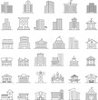 Buildings line vector icon set. Bank, library, school, courthouse, hospital, university. Architecture concept. Can be used for topics like office, city, real estate and other.