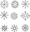© ninakosh - Snowflakes silhouette, set of simple icons, outline vector drawing