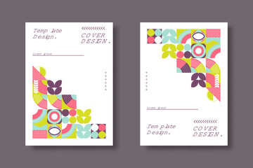  Abstract geometric shapes pattern, Bauhaus minimal art design background. Modern circle, triangle and square Bauhaus pattern backgrounds, posters and covers trendy