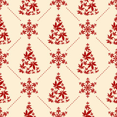 Wall Mural - Christmas tree with cannabis leaves seamless  pattern