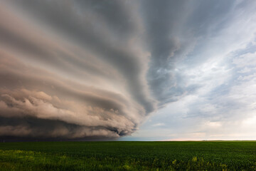 Wall Mural - dark storm clouds over a field in south dakota