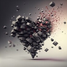 Abstract 3d Background Of Disintegrating Heart