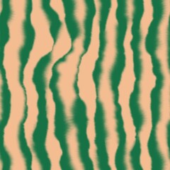 Blurred watercolor striped seamless pattern. Green and beige vertical wavy lines