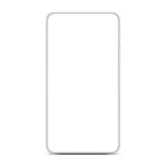 Poster - White phone with white screen new version in trendy thin frame - stock vector