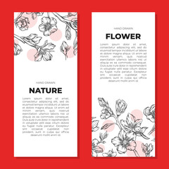 Canvas Print - Flowers and nature card templates with space for text set. Healthy organic farm product brochure, flyer, banner cartoon vector