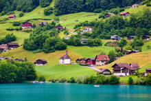 Picturesque Burglen Village On Lake Lungern, Switzerland