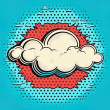 Pop Art Cloud On A Vintage Background. 2d Illustrated Illustration