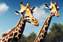 Picture Of Two Giraffes As Animal Illustration