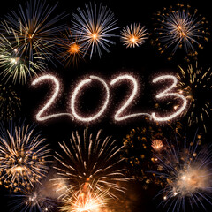 Wall Mural - 2023 New Year fireworks background