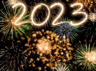 Wall Mural - 2023 New Year fireworks background