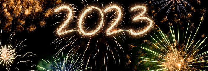 Wall Mural - 2023 New Year fireworks background