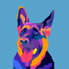 Canvas Print - Labrador Dog pop art style isolated blue background