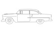 Black and white outline of antique coupe