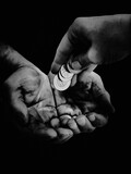 Fototapeta  - hands of the person in the act of helping fellow man