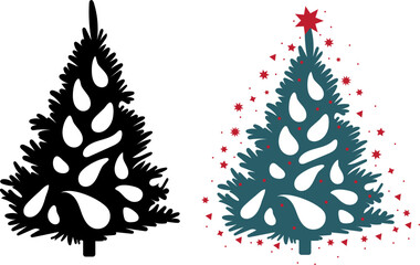 Sticker - silhouette christmas tree christmas design