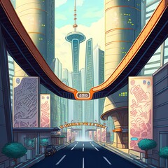 Canvas Print - way to modern city in shanghai