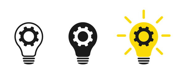 Poster - Lamp and Cogwheel - An innovative lamp and gear. Web design. Illustration	