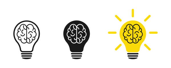 Lamp and brains - innovative lamps, ideas of the mind. Web design. Illustration	