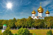 Assumption Orthodox Cathedral With Golden Domes, Yaroslavl, Russia