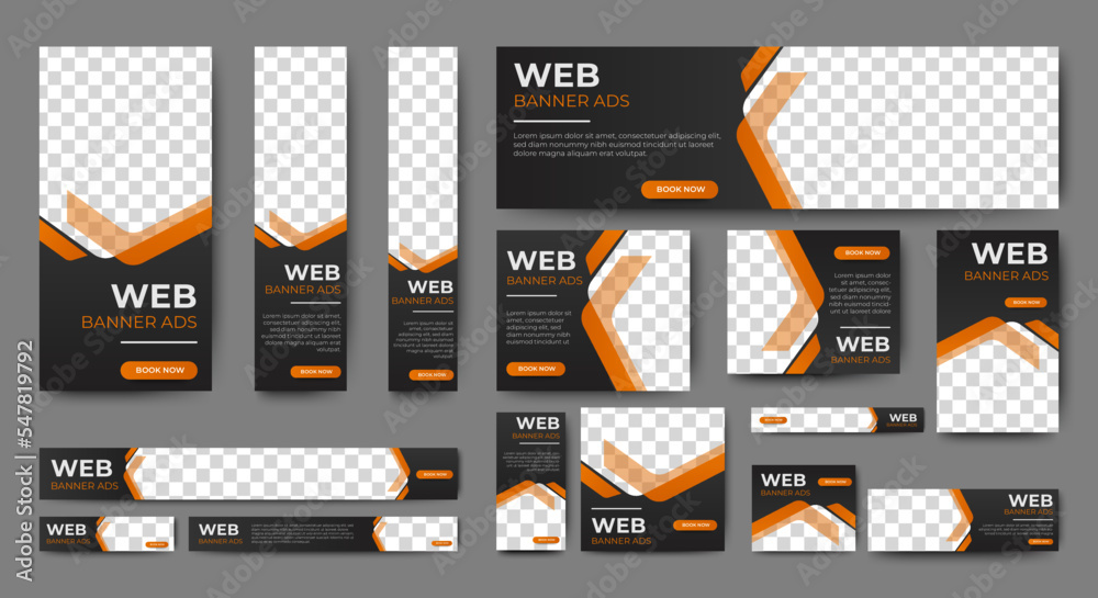 Web advertising banner template design. Modern web layout set with ...