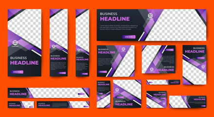 Poster - business banners design web template set, horizontal header web banner. modern cover header backgrou