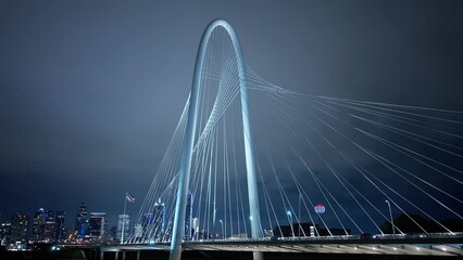 Wall Mural - Margaret Hunt Hill Bridge in Dallas Texas at night - travel photography