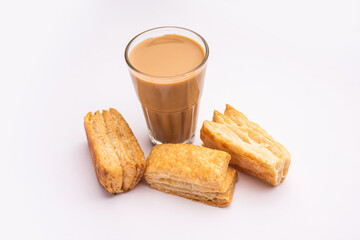 Wall Mural - Khari puff biscuit or Kharee Puff pastry is an evergreen accompaniment with chai, Indian snack