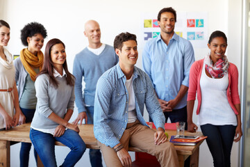Poster - Businesspeople, diversity or teamwork in office presentation, team building conference or marketing meeting. Smile, happy or creative men or women in small business startup in brand workshop training