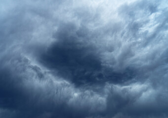 Dramatic Storm Cloud Background. Bad weather texture. Horizontal banner.