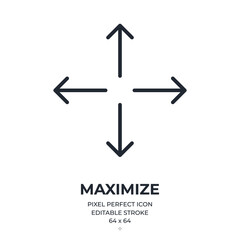 Wall Mural - maximize and scale concept editable stroke outline icon isolated on white background flat vector ill