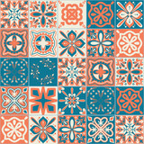 Fototapeta Kuchnia - Ceramic tile with square patterns orange blue color, ceramic tile design vector Illustration