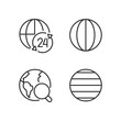 Geography pixel perfect linear icons set. Planet time zones. Longitude and latitude. Earth research. Customizable thin line symbols. Isolated vector outline illustrations. Editable stroke