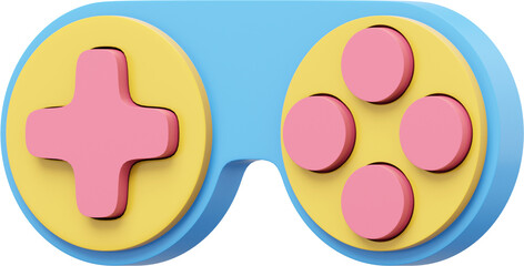Poster - Minimalistic console game controller. PNG Colorful icon on transparent background. 3D rendering.