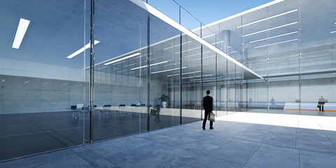 Businessman walking back to business office