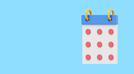 Poster - Simple flip calendar. 3D rendering. Icon on blue background , space for text.