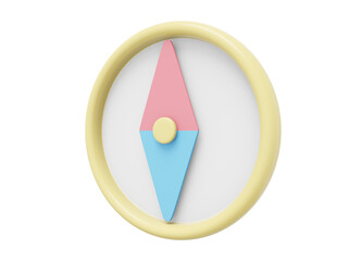 Poster - Cartoon pastel compass, navigation, direction finding. 3D rendering. Icon on white background.